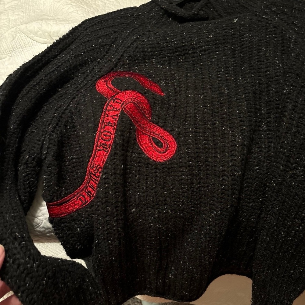 Black Sweater with Red Embroidery